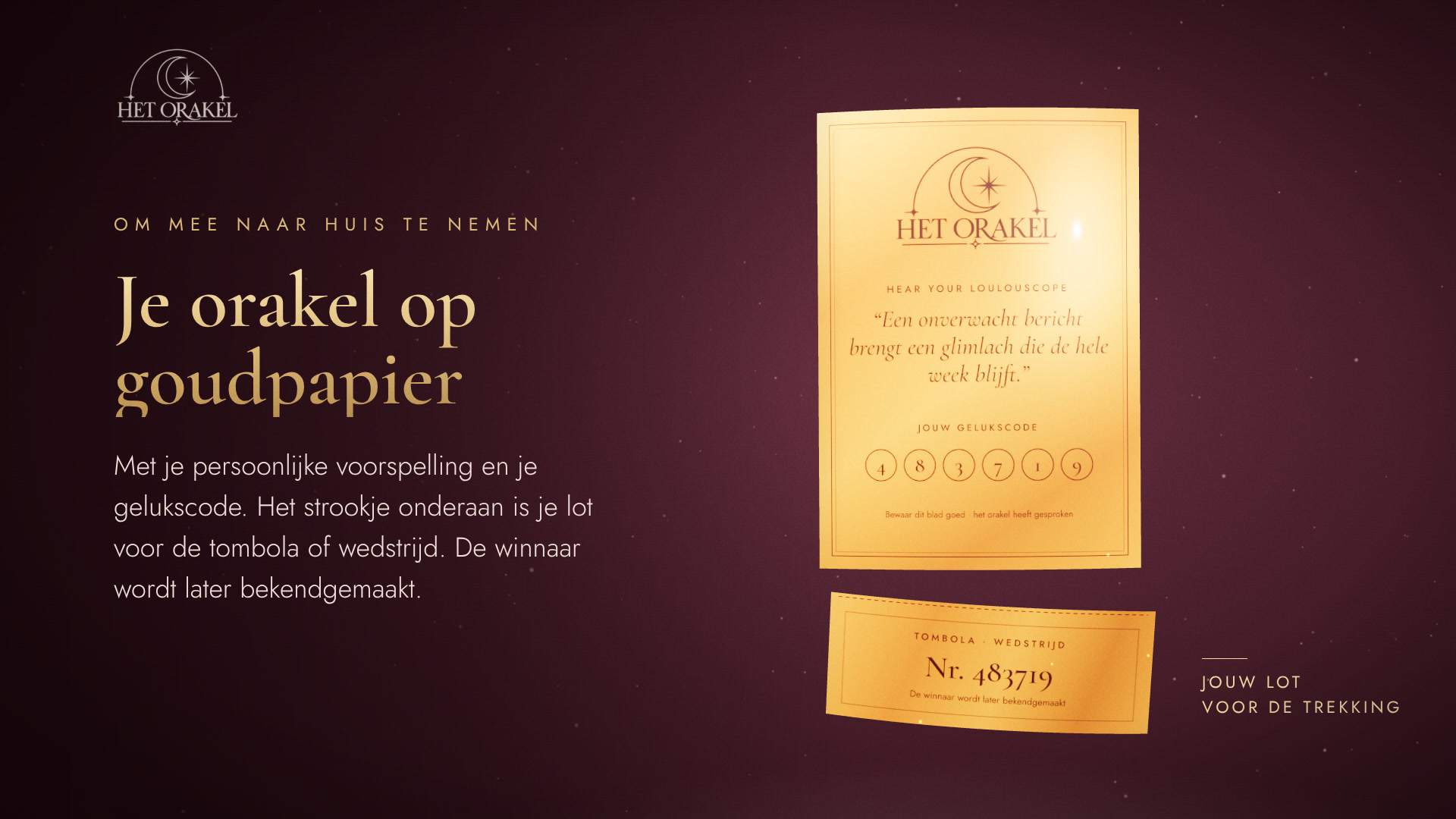 Render van de goudpapier-print met voorspelling en afscheurstrookje